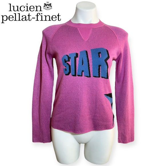 Lucien Pellat-Finet Pink Star Graphic Sweater Cotton Cashmere Blend S Italy - Picture 2 of 15